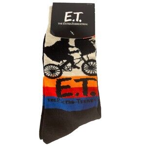 E.T. The Extra-Terrestrial Socks Bioworld Men’s Crew Black Size 8–12 NWT Univers